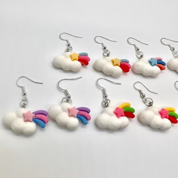 Cloud Earrings - Rainbow Earrings - Rainy Day Earrings - Baby Shower Earrings - Picture 3 of 11